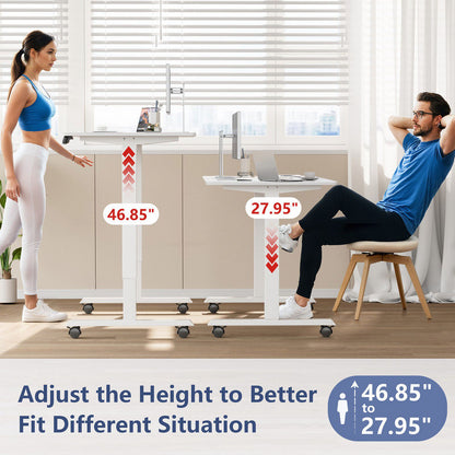 Furmax Height Adjustable Standing Desk with Locking Wheels Ergonomic Stand up Desk with Memory Preset