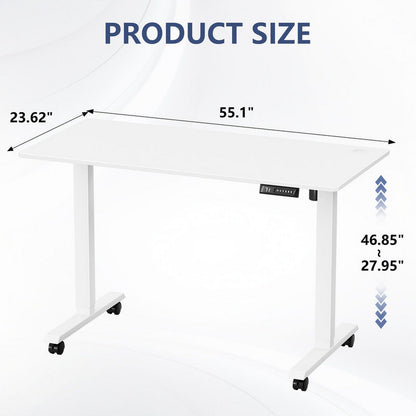 Furmax Height Adjustable Standing Desk with Locking Wheels Ergonomic Stand up Desk with Memory Preset