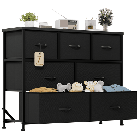 Furmax Fabric Dresser with 7 Drawers, Chest of Drawers for Bedroom, Closet, Entryway, Nursery