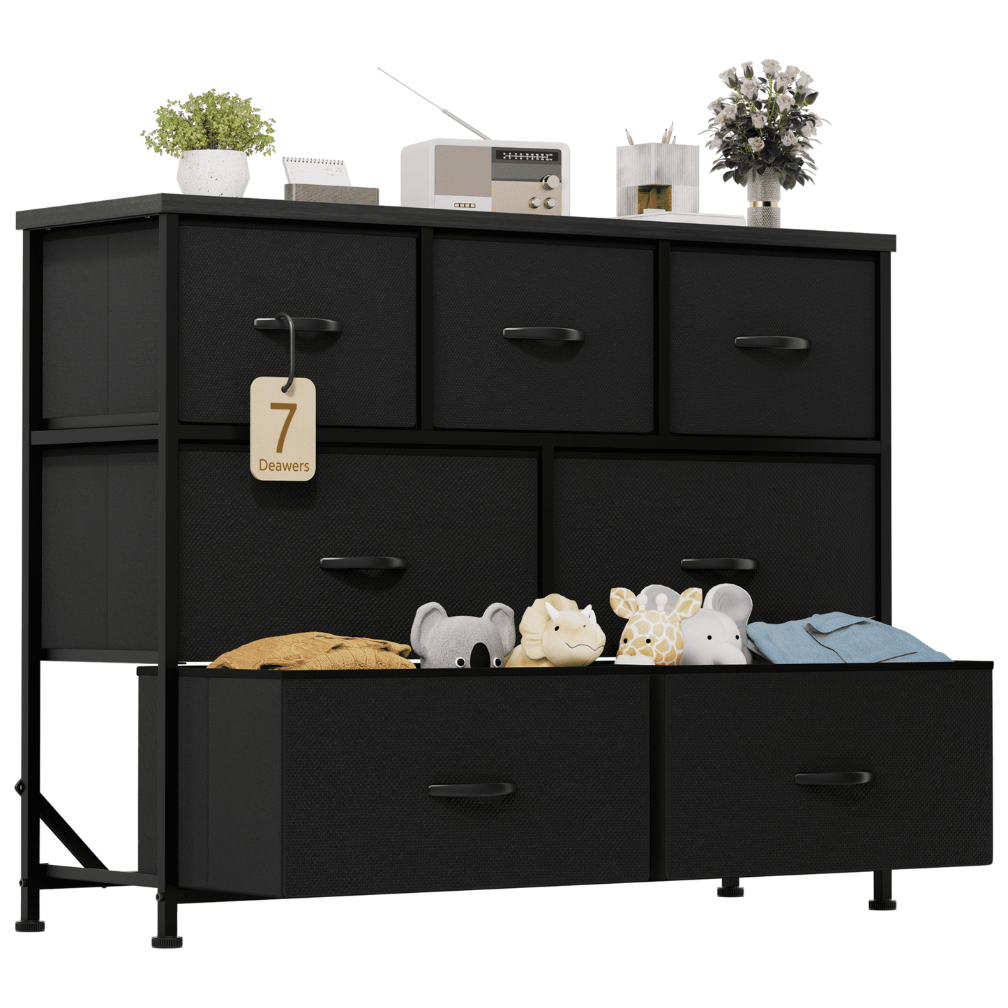 Furmax Fabric Dresser with 7 Drawers, Chest of Drawers for Bedroom, Closet, Entryway, Nursery