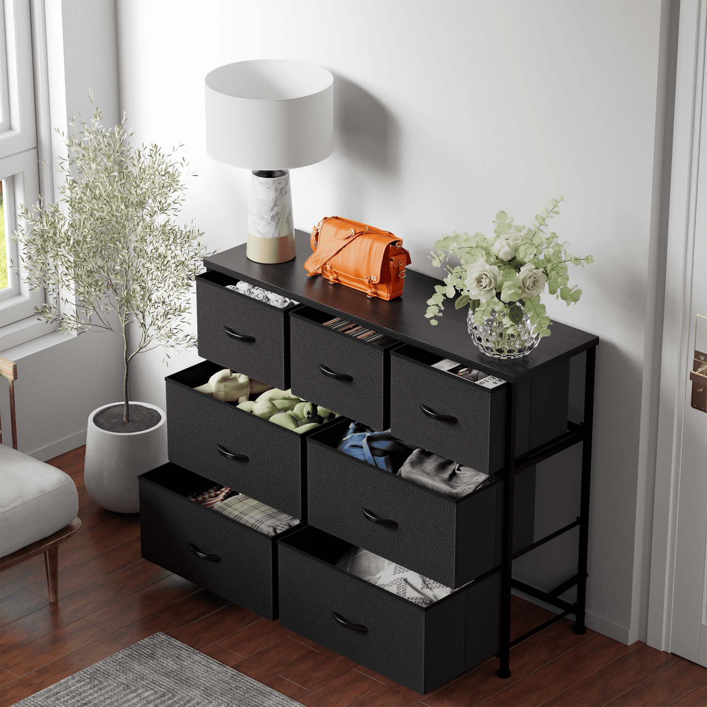 Furmax Fabric Dresser with 7 Drawers, Chest of Drawers for Bedroom, Closet, Entryway, Nursery