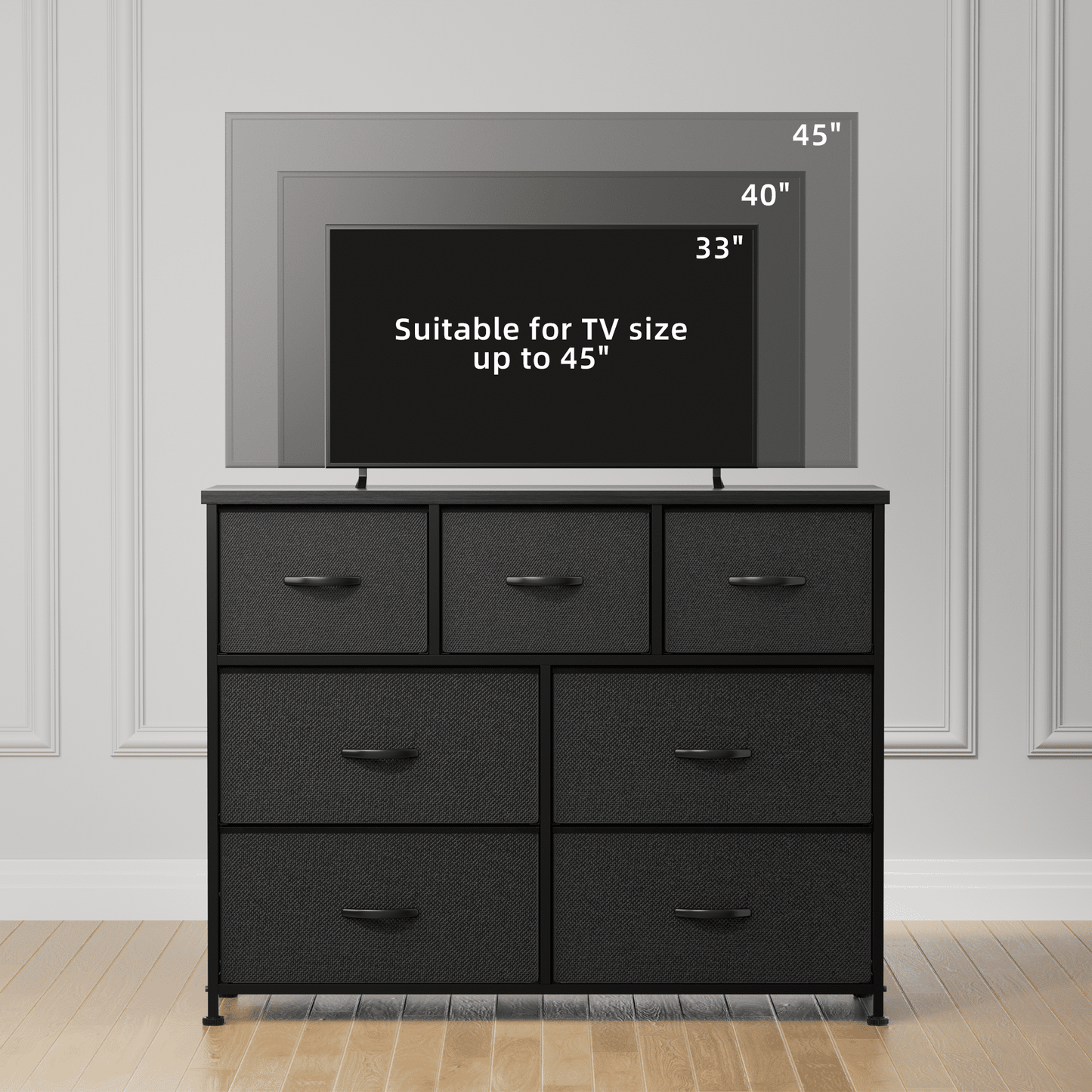 Furmax Fabric Dresser with 7 Drawers, Chest of Drawers for Bedroom, Closet, Entryway, Nursery
