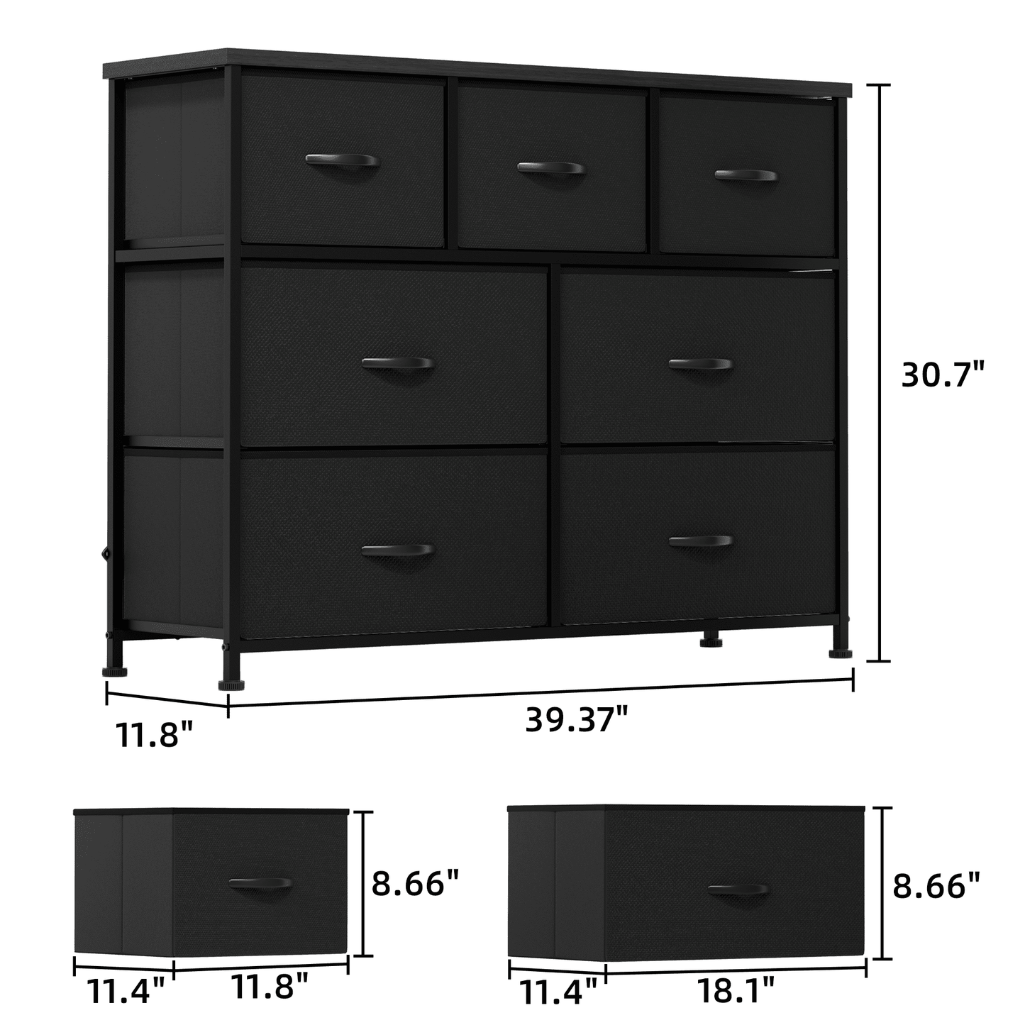 Furmax Fabric Dresser with 7 Drawers, Chest of Drawers for Bedroom, Closet, Entryway, Nursery