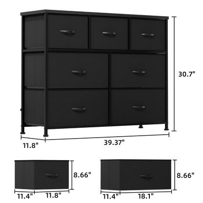 Furmax Fabric Dresser with 7 Drawers, Chest of Drawers for Bedroom, Closet, Entryway, Nursery
